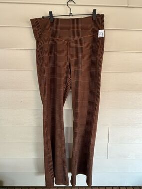 NWT Maurices Brown Plaid Wide-Leg Leggings